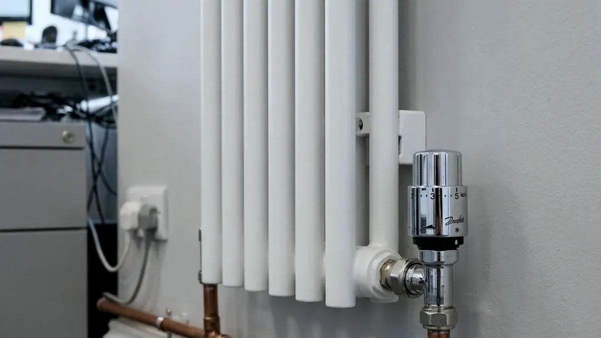A radiator valve on a white radiator